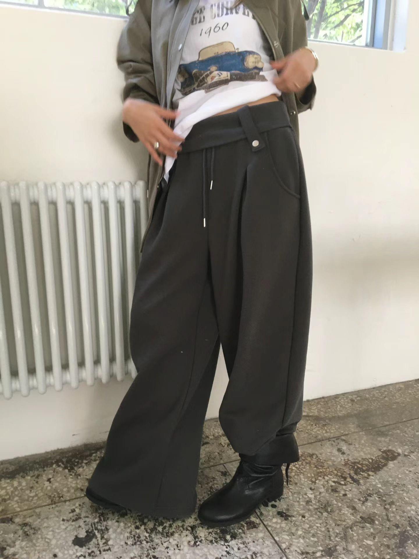 反摺褲頭休閒棉褲
